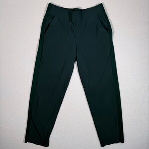 Athleta Brooklyn Mid Rise Holiday Edition Dark‎ Green Pinstripe Pants Pockets 10
